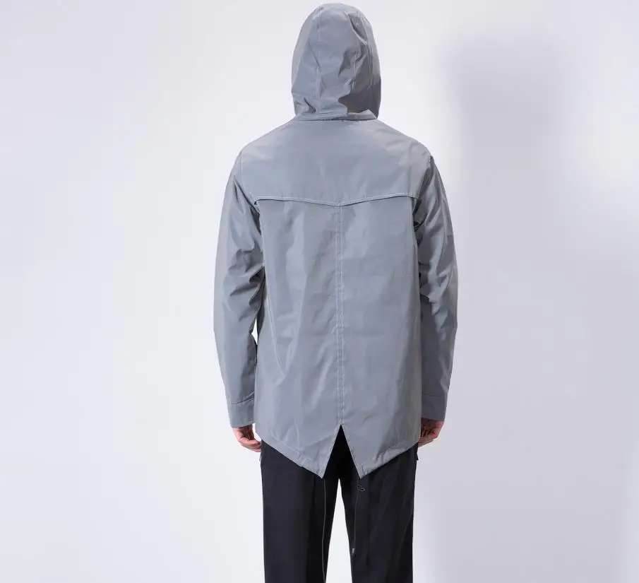 Мужской длинный хип-хоп Светоотражающая куртка вида ласточкин хвост светоотражающая лента 3M Куртки Мода