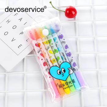 

6Pcs/Lot Liquid Color Highlighter Kit Creative Marker Watercolor Pen Student Drawing School Stationery Kawaii Colorful Pens