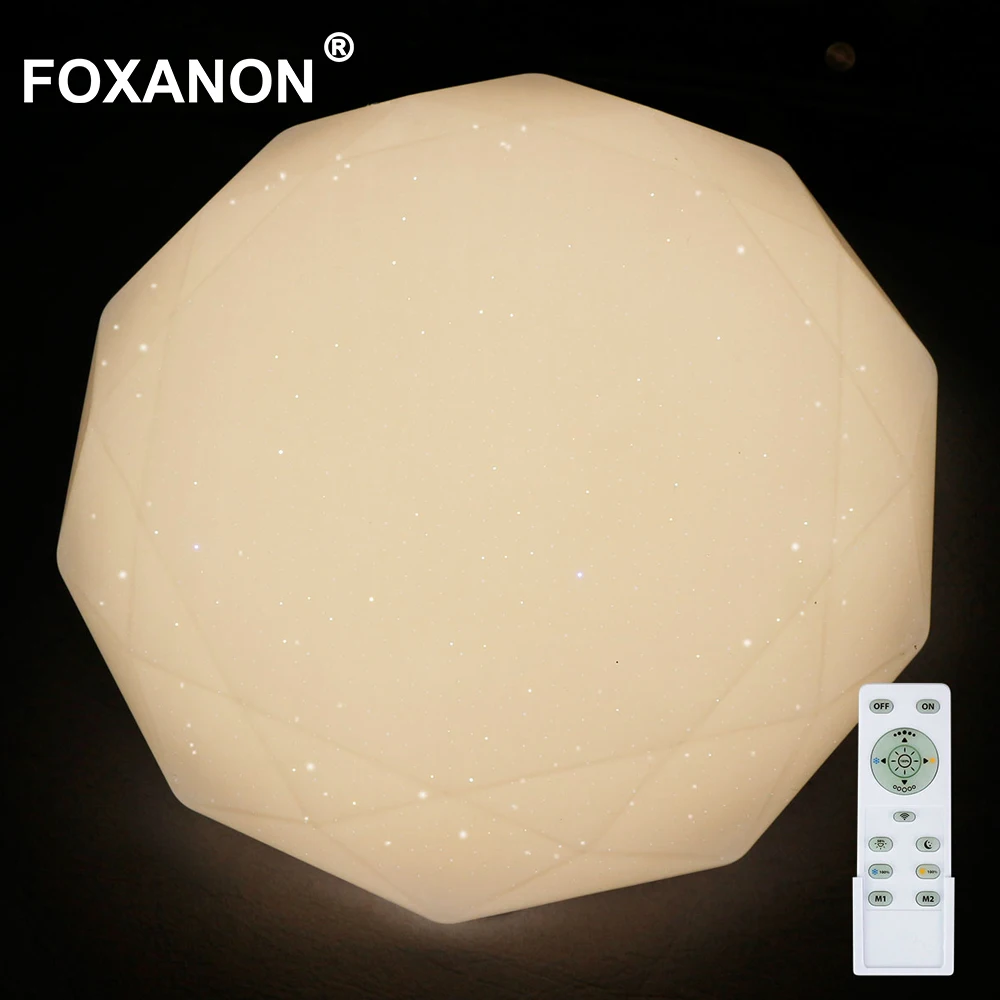 

Foxanon 220V LED Ceiling light Panel Dimmable lamp 24W 50W diamond ceiling downlight LED surface mounted Night light bedroon