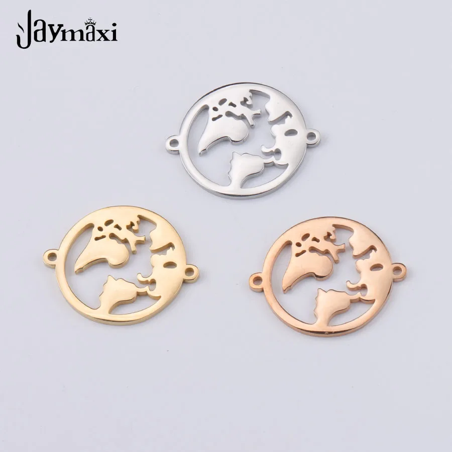 

Jaymaxi Mirror Polished Titanium Steel World Map Charms DIY Jewelry Pendant 27*22mm High Quality Wholesales 20pieces/lot