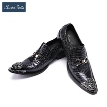 Christia Bella Men Dress Shoes Leather Gentleman Party Business Classic Suit Shoes Metal Tip Wedding Party Shoes with Buckle