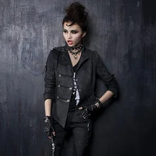 Панк ravepunk Стиль Прохладный Военная Униформа рок двубортный пиджак с погон украшен y-306