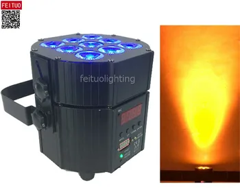 

6 with flight case/lot 9pcs LED RGBWA+UV 6in1 battery wireless led par uplight dmx light
