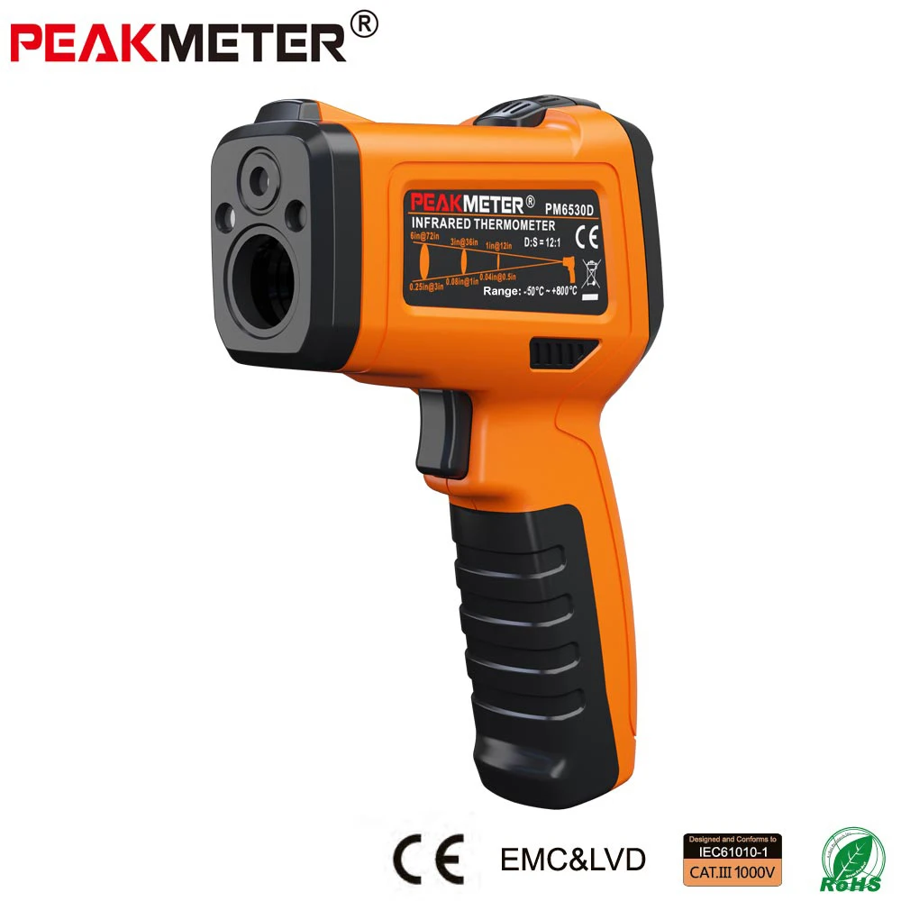 PEAKMETER PM6530D ЖК-дисплей ручной инфракрасный термометр гигрометр датчик температуры-50~ 800 с влажностью и точкой росы