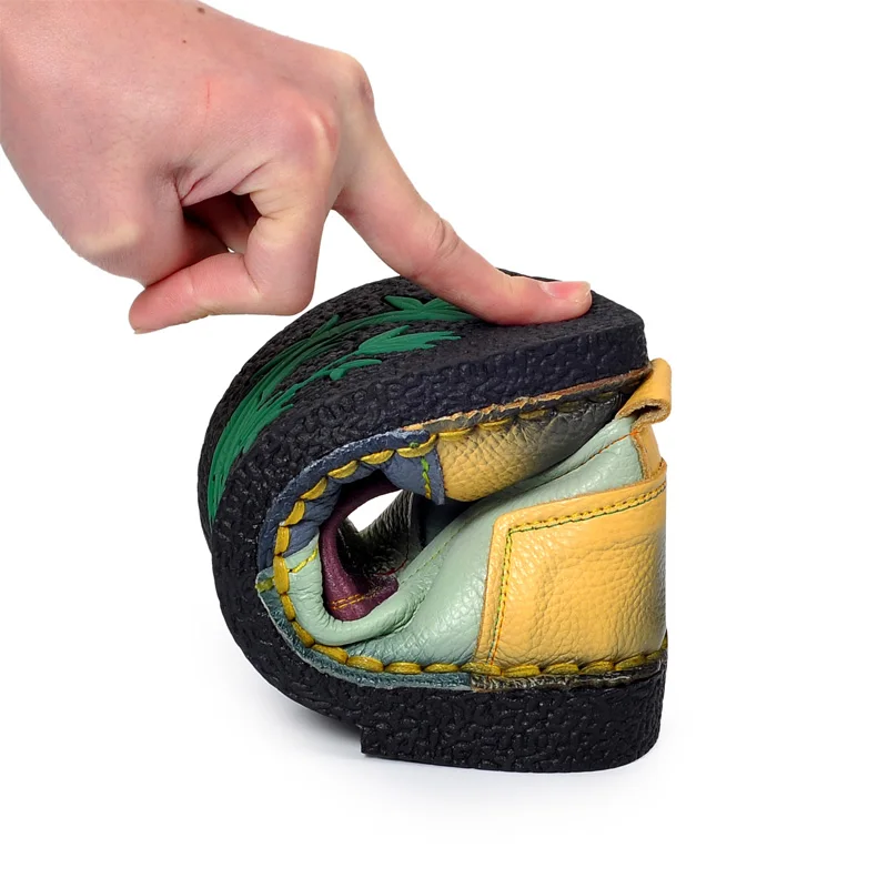De gris Mano Antideslizante Mujeres Femeninos Color Auténtico Suave púrpura Cuero Hecho Negro Block amarillo Casual Mocasines A La Vendimia Pisos Zapatos qU4PUwEFW