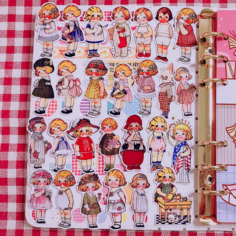 Винтаж наклейки для скрапбукинга DIY розовая Kawaii толстый кукла серии альбом журнал делая Happy planner ремесленные украшения наклейки