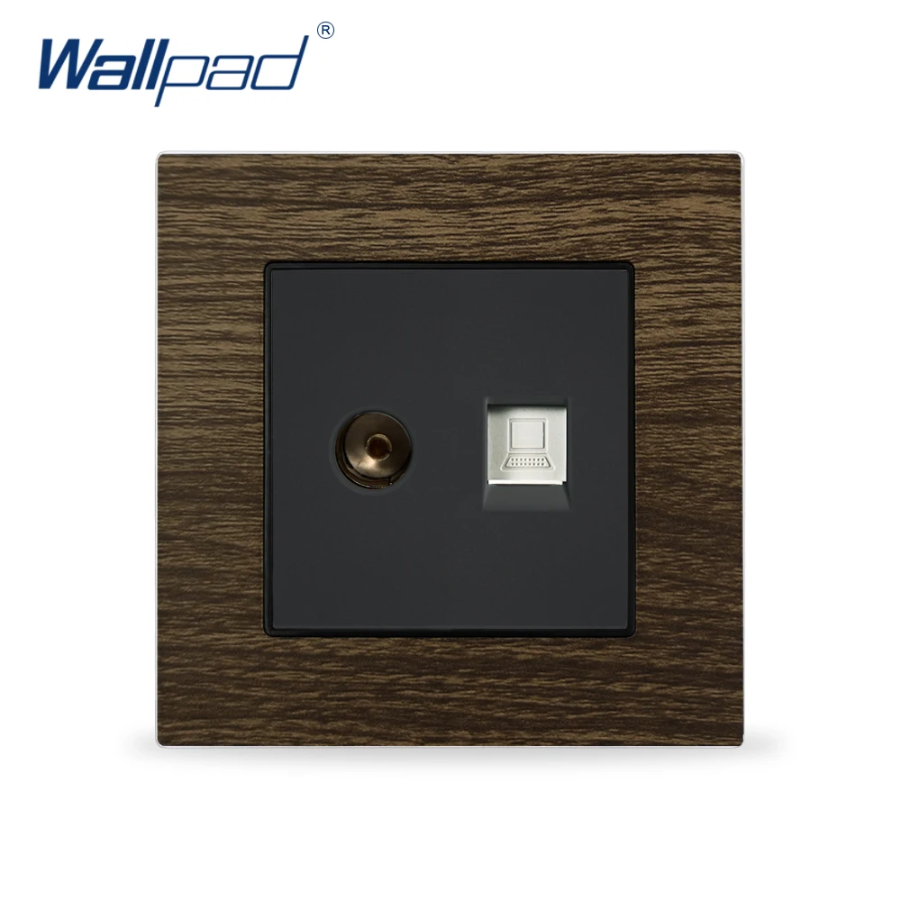 Data TV Wall Outlet Untuk Rumah Wallpad Logam Panel Kayu Desain Uni Eropa Inggris Televisi NET RJ45 Socket Soket Listrik AliExpress