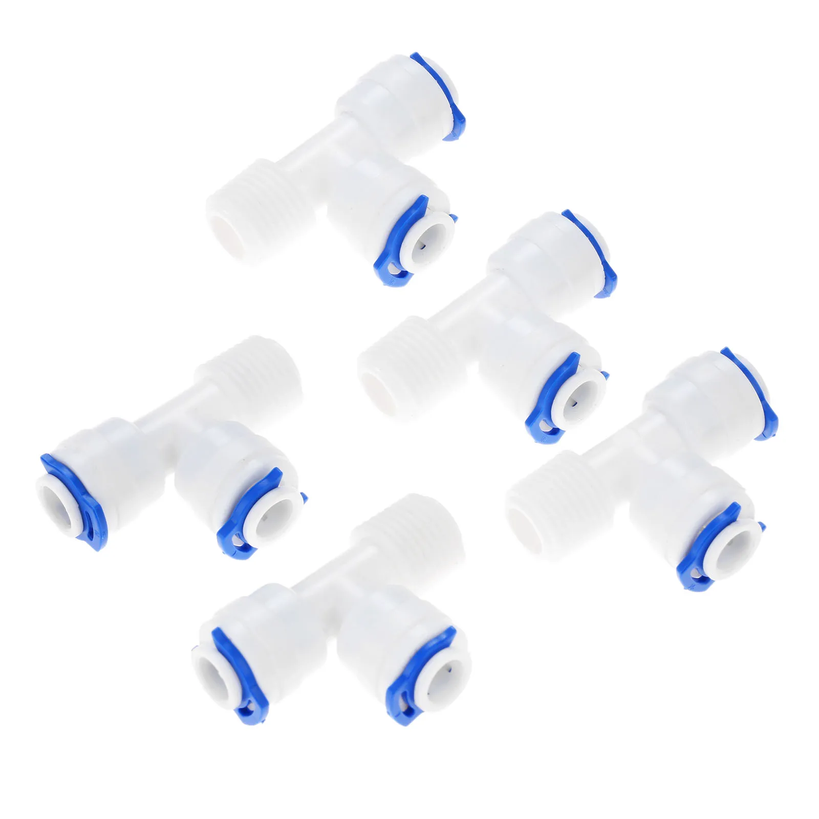 5Pcs Water Filter Quick Fittings 3 Way 1/4" OD Hose Connection 3/8" BSP Male Thread Plastic Pipe Coupling Reverse Osmosis System