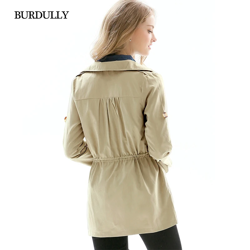 BURDULLY 2018 Ladies Classic Spring Thin Trench Coat For Women Autumn Windbreaker Female Turn down Collar Overcoat Outerwear BURDULLY 2018 Ladies Classic Spring Thin Trench Coat For Women Autumn Windbreaker Female Turn down Collar Overcoat Outerwear