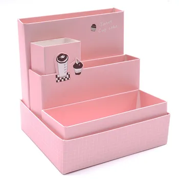 

1PC DIY Paper Board Storage Box Makeup Cosmetic Organizer Stationery Office Desk Organizer Storage Case