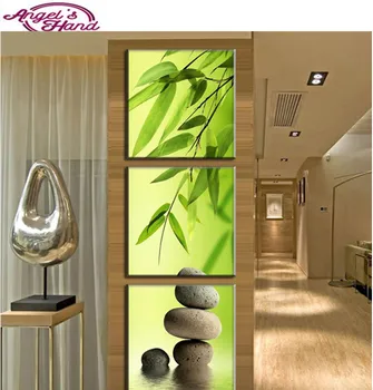 

new 5d diy diamond painting Green Bamboo stone drill diamond embroidery mosaic modern triptych home decoration 3d painting gifts