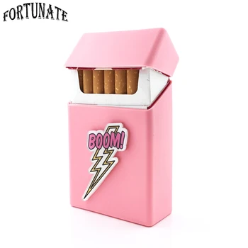 

BOOM! Badge Pink Silicone Cigarette Box Cigarette Case Cover Smoking Accessories 20 Cigarettes Box Cigarette Holder Tobacco Box