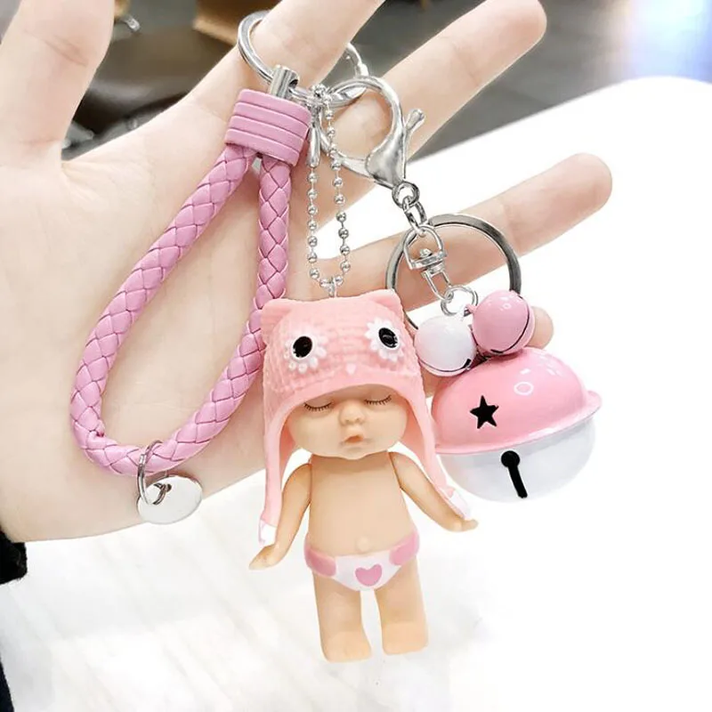 

10pcs/lot Baby Shower Gift Lovely Sleeping Baby with Bell Keychains Creative Present Guest Giveaways For Wedding Souvenir