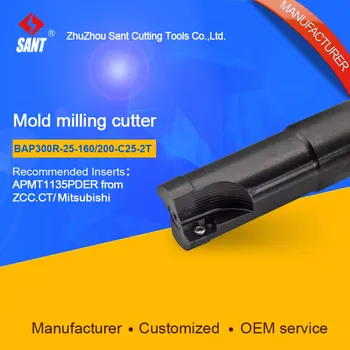 

SANT Indexable Milling cutter mold milling tools BAP300R-25-200-C25-2T match with cnc carbide inserts APMT1135PDER
