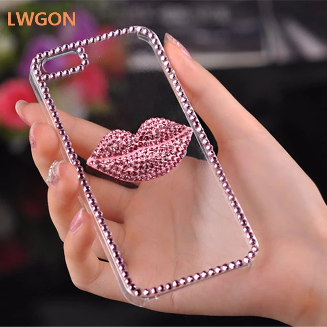 Чехол для huawei Honor 6X 7X 7C 8X Max 8C Шикарный чехол Daimond с розовыми красными губами 8 9 10 Lite