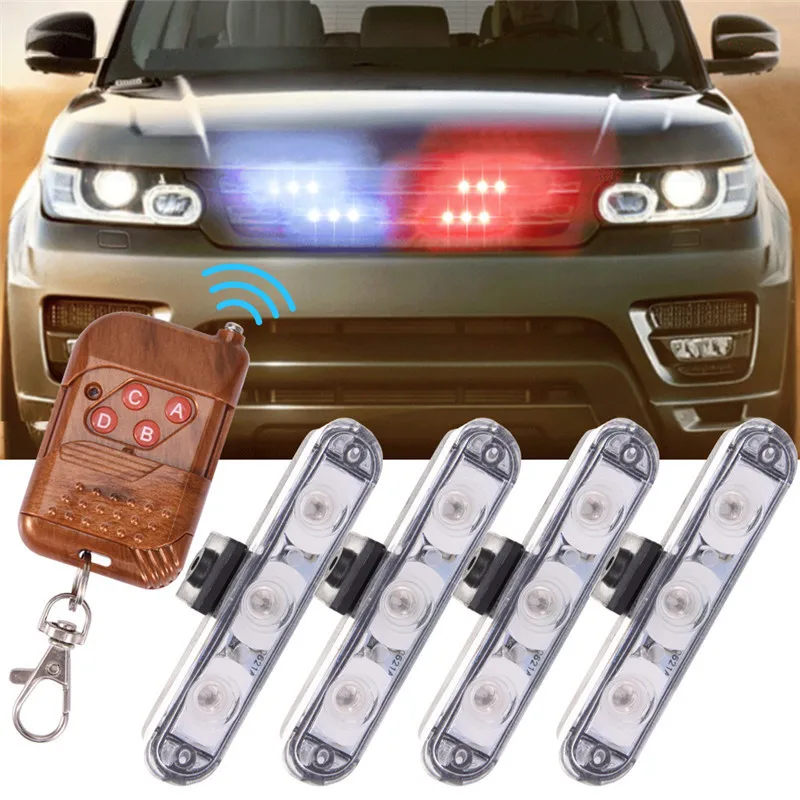 Беспроводной дистанционного 4x 3/led скорой помощи полиции светильник AC/DC 12V Строб
