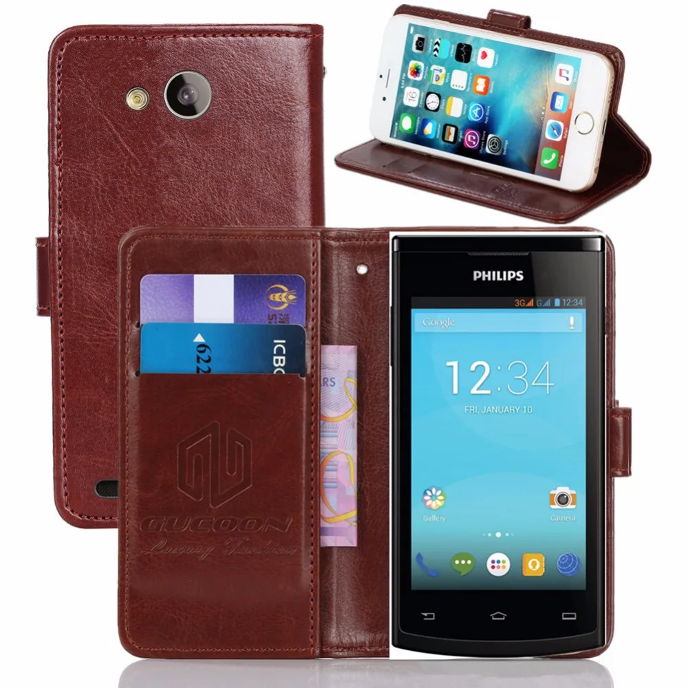 

GUCOON Vintage Wallet Case for Philips S308 4.0inch PU Leather Retro Flip Cover Magnetic Fashion Cases Kickstand Strap