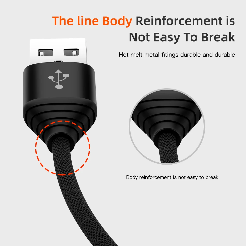 3 in 1 Mobile Phone USB Charging Cable for iPhone X Micro USB Type C Charger Cable for Xiaomi Huawei Samsung Fast Charging Cable