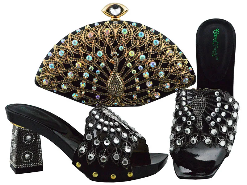 

2019 Bridal African Style High heels Sets Women Shoes and Bags To Match Italian designs Shoes and Bag Set