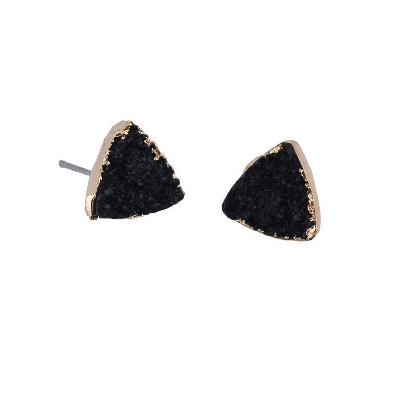Dayoff женские пирсинг треугольные серьги для женщин ювелирные изделия трендовые серьги-гвоздики с эпоксидной смолой серьги-гвоздики подарок pendientes etnicos E100 - Окраска металла: black