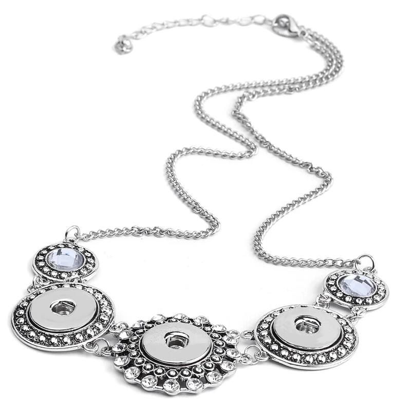 Vintage Crystal Jewelry Metal Chain Snap Necklace fit 18mm/20mm DIY