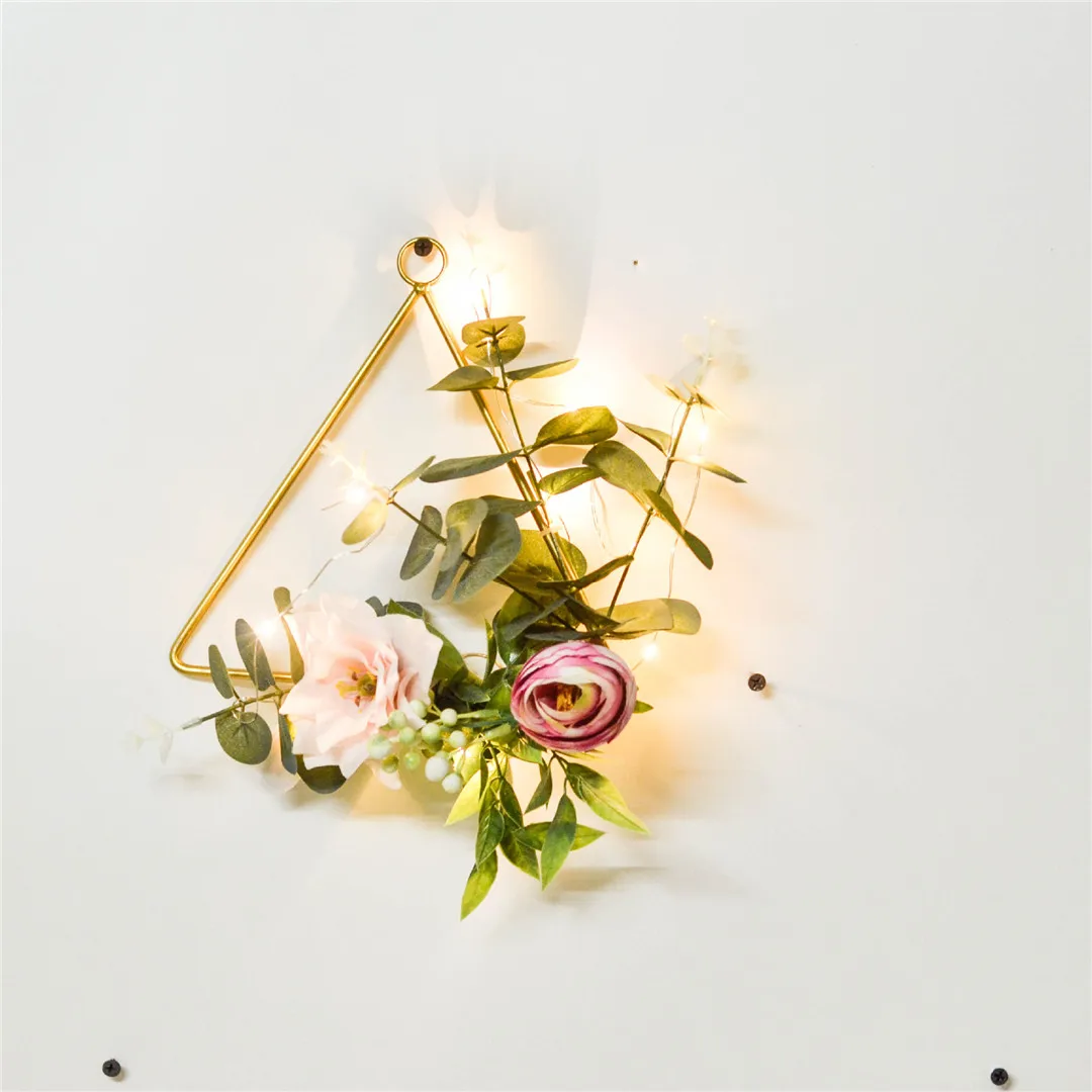 Cilected цветочный обруч венок из кованого железа венок для рождественских декораций, искусственный цветок розы, гирлянда на стену - Цвет: A069R01