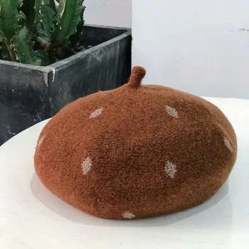 

2018 New Autumn and Winter Wool Warm Berets Female Korean Thickened Small Fresh Pumpkin Cap Solid Fashion Bud Painter Hat