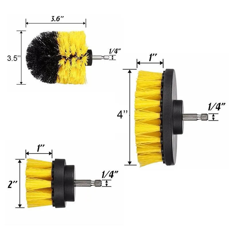 3 шт./набор, щетка для скруббера, щетка для чистки, для ванной комнаты, поверхность ванной, плитка для душа, затирка, беспроводная щетка для очистки, желтый цвет