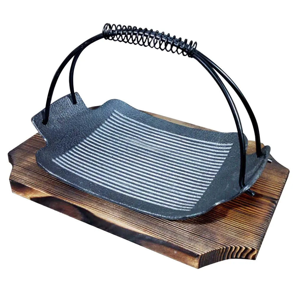 rectangular household steak cast Iron Steak Plates Western Steak Plate