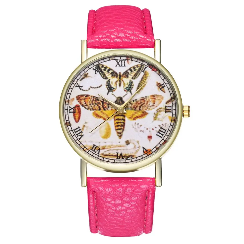 

Insect Pattern Brand Beneficial Luxury Men Women leather Quartz Cheap Watch Wrist Watches Fashion Girls Valentine GIFTS
