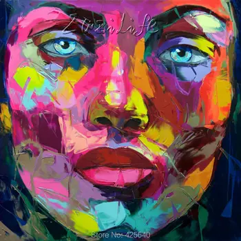 

Palette knife painting portrait Palette knife Face Oil painting Impasto figure on canvas Hand painted Francoise Nielly 15-61