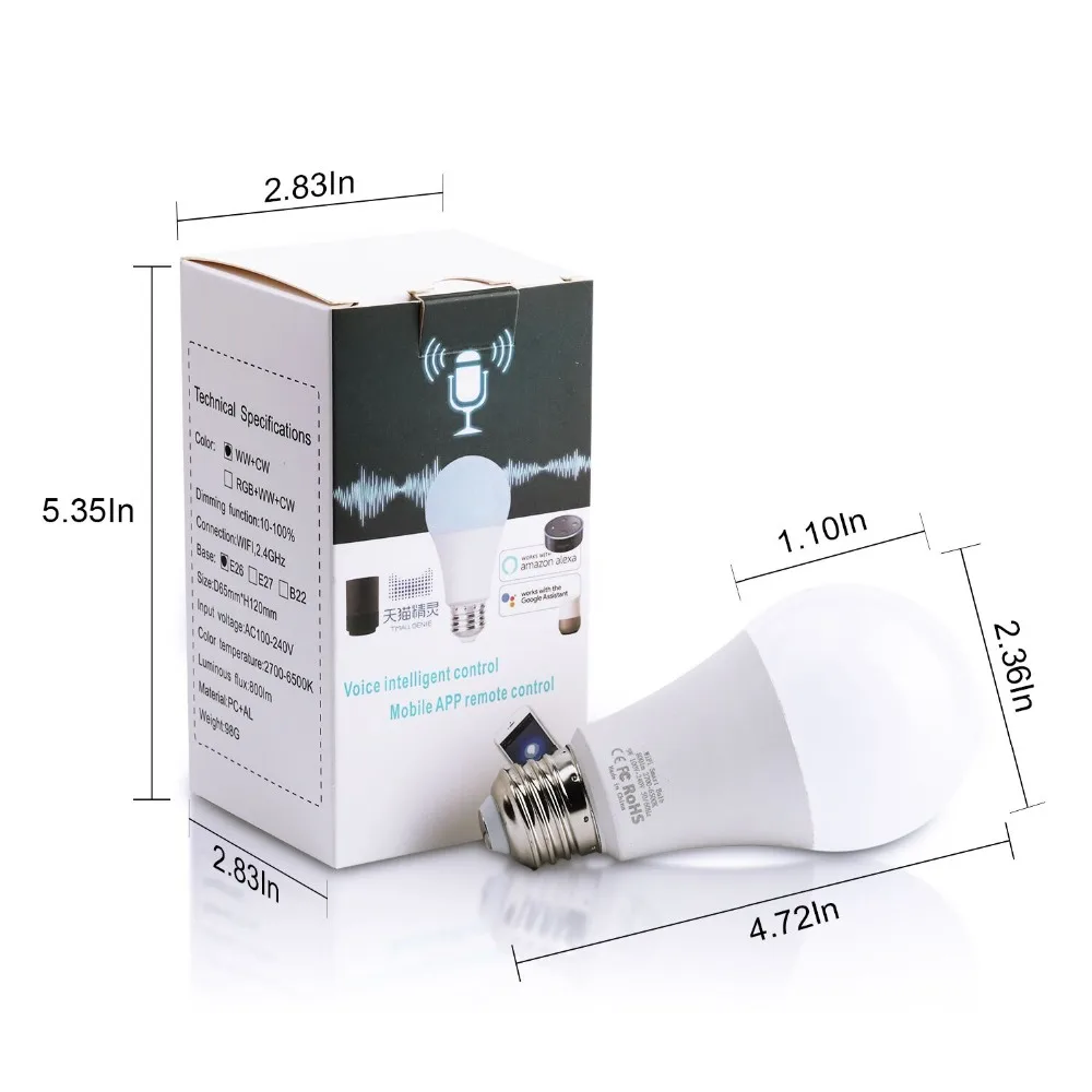 AC100 240V Wi Fi телефон управления светодиодные лампы RGB затемнения 9 Вт Смарт