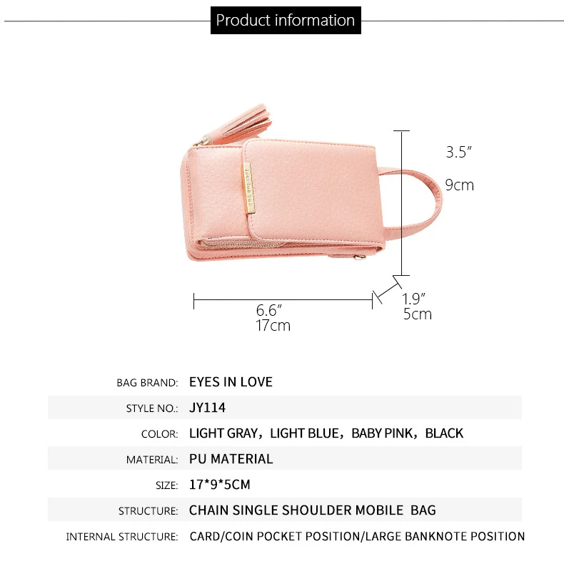 Мини женская сумка через плечо с металлической цепочкой, длинный женский дизайнерский кошелек с кисточками, кошелек конфетного цвета для девушек, держатель для мобильного телефона, карман для карт, клатч