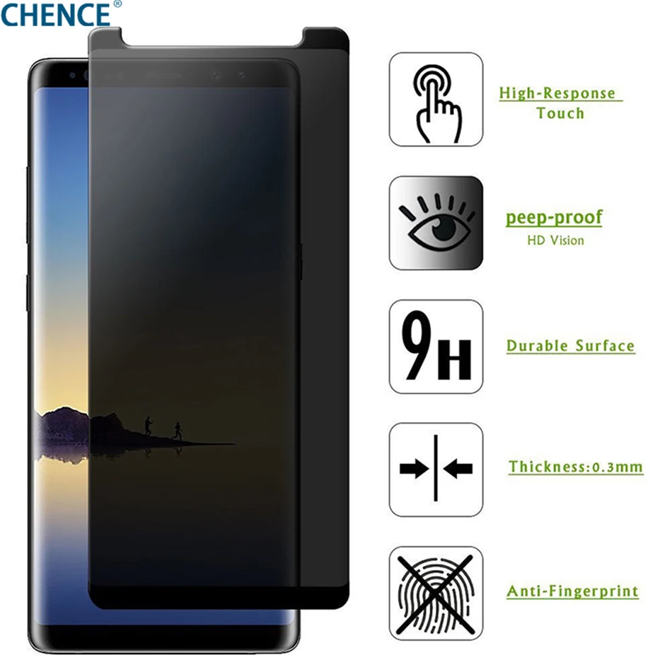 

For S8/S8 Plus Premium Real Tempered Glass Anti-Spy Privacy [Case Friendly] Temper Glass Screen Protector For Samsung Note8