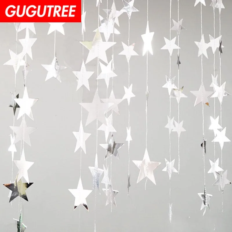 

GUGUTREE PARTY 4m red pink blue gold yellow 7cm star banners wedding event christmas halloween festival birthday party PD-167