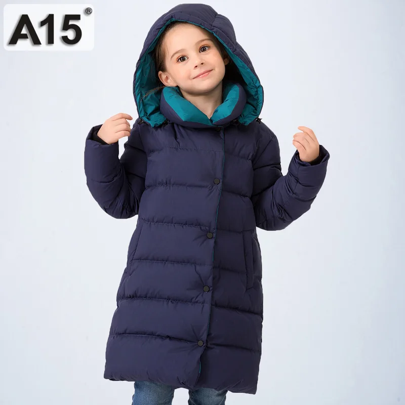 Kids Winter Jacket for Girls Winter Down Coat Teenage Girls Parkas Toddler Children Warm Long Hooded Outwear Size 6 8 10 12 - Цвет: T-9061Navy