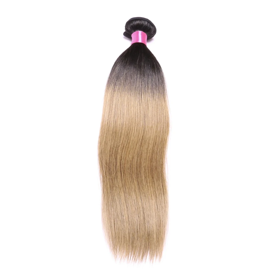 Chloe Ombre Hair Brazilian Straight Hair 3 Bundles Two Tone 1B/27 Ombre Human Extension 10-26inch Honey Blond Non-Remy