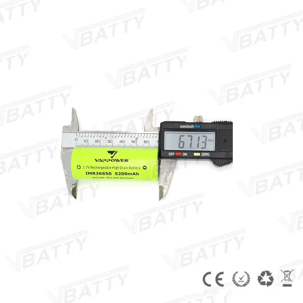 Vappower IMR 26650 5200mah 20A 6