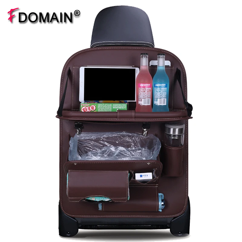 

Car seat back bag pu leather storage bag hidden garbage bag folding multi-function dining table computer table