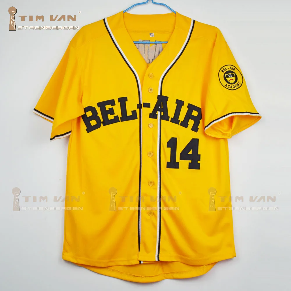 

TIM VAN STEENBERGE BEL-AIR 14 Baseball Jersey Includes Patch Stitched Sewn-Yellow