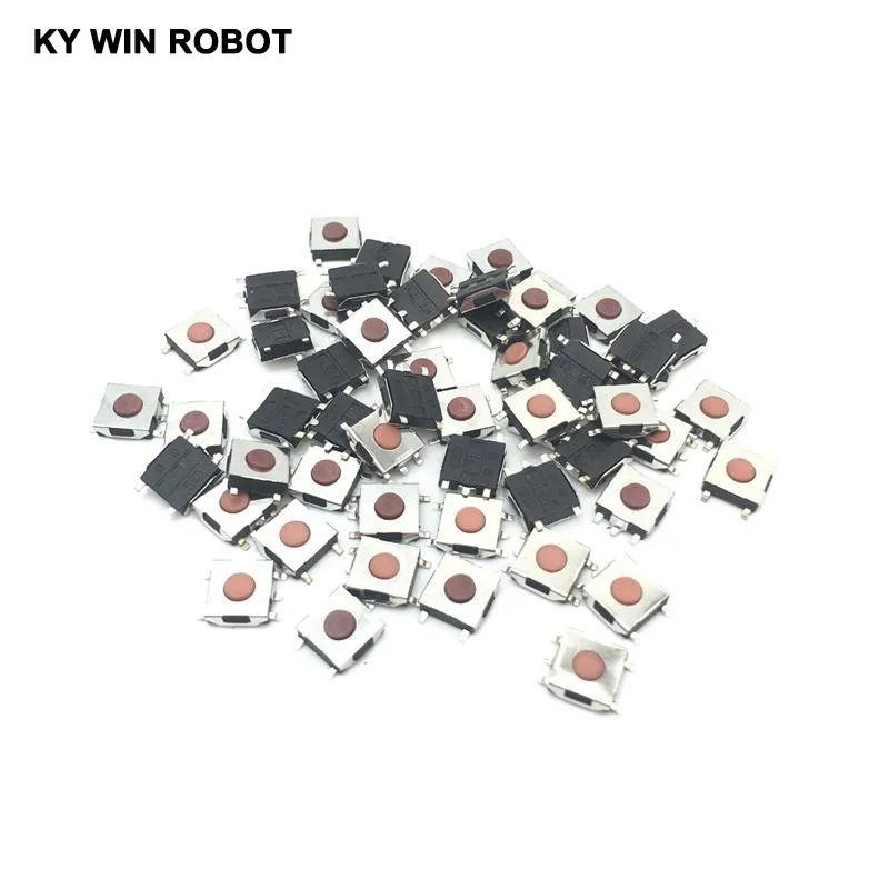 

100Pcs 6*6*2.5mm 6*6*2.5H Tact Switch Button red button reset switch SMD 5Pins 6.2*6.2*2.5