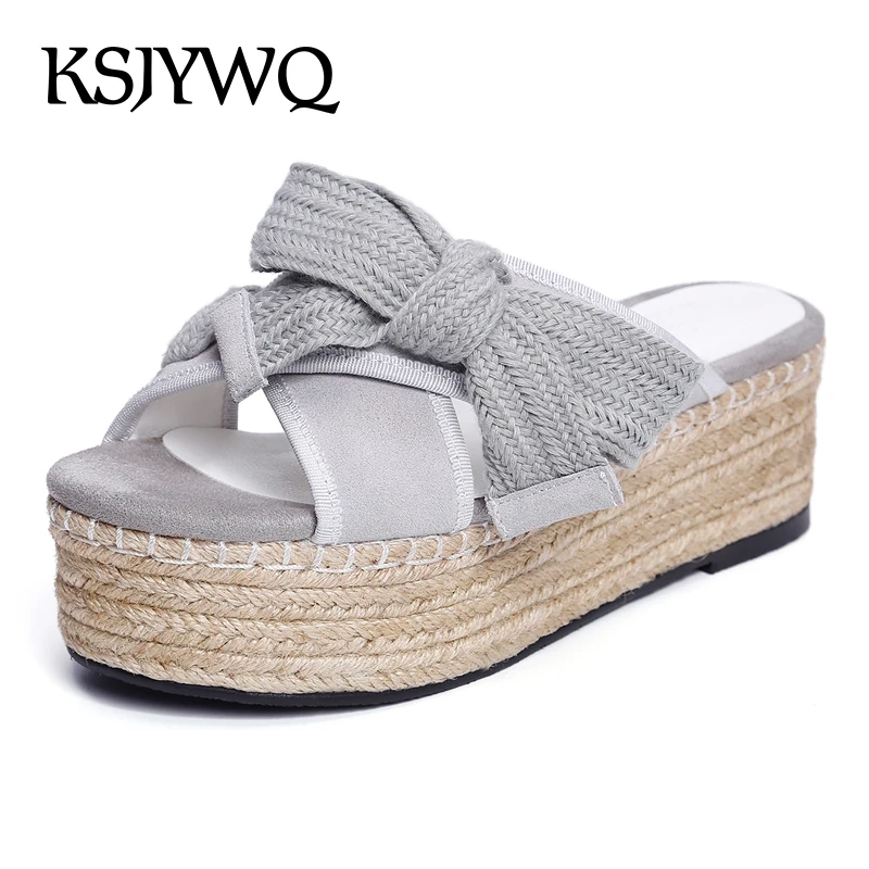 

KSJYWQ Plus Size 43 Women Platform Slippers 5.5 cm Thick Soles Summer Large Mules Sexy Open-toe Shoes Woman Box Packing H367