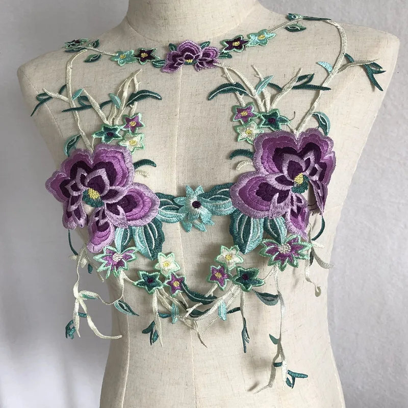 

SASKIA 1Set 3Pcs Flower Embroidery Patch Applique Clothes Sewing Clothing Accessories Military Floral Patches Purple Diy