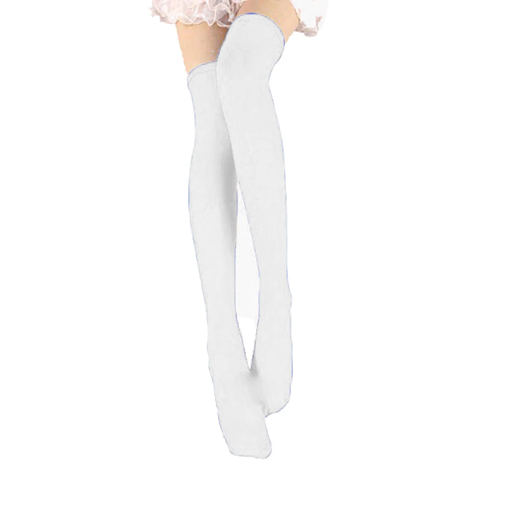 Модные женские Сапоги выше колен; нескользящие однотонные сапоги до бедра; школьные чулки для девочек; FS99 - Цвет: Белый
