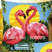 

Tapestry Cushion Two Red Swans Throw Pillow Cross Stitch Kits for Embroidery on Pre-painted Canvas