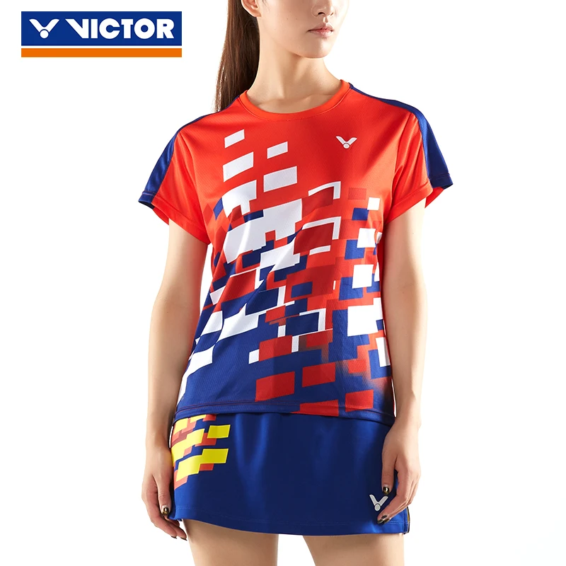 

Victor National Team Competition Tournament Series Badminton Jersey Short-sleeved Blouse For Men Women T-80005