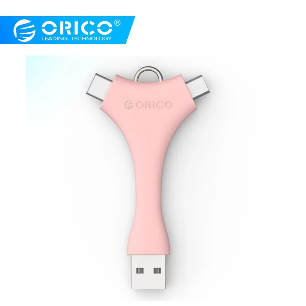 ORICO C1 2 в 1 USB кабель с двумя портами Micro B + Type C портативный для зарядки и