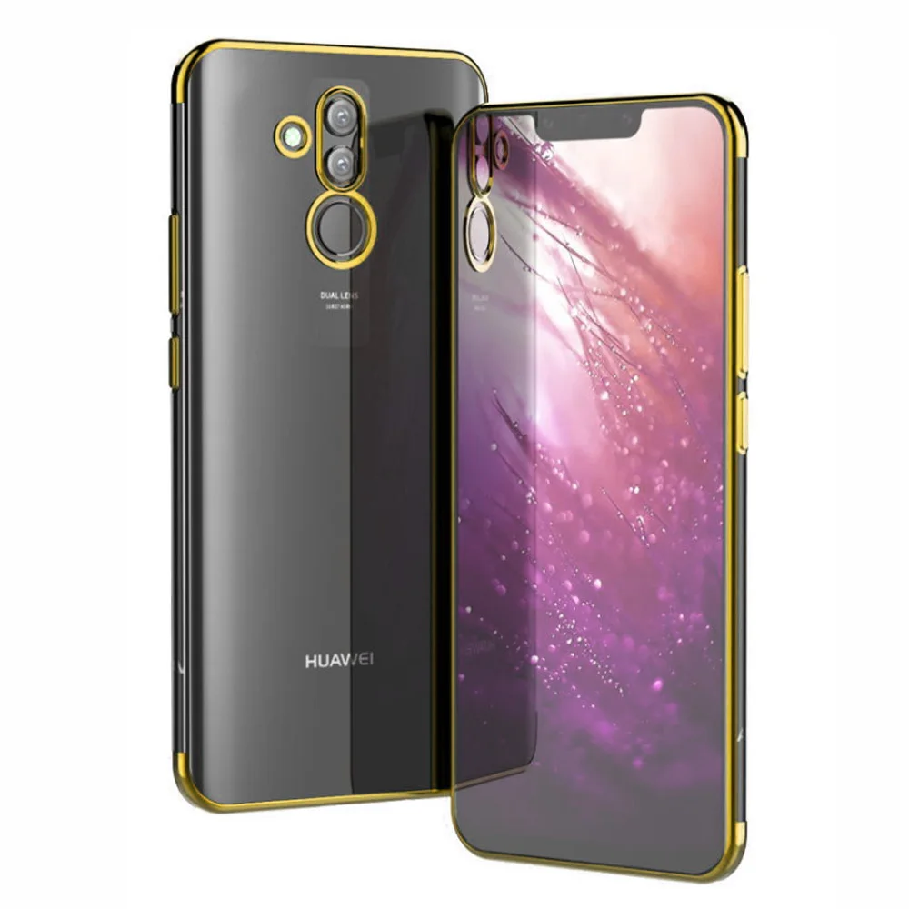 Чехол для Huawei Mate 20 Lite тонкий мягкий гель силиконовый чехол покрытый хромом