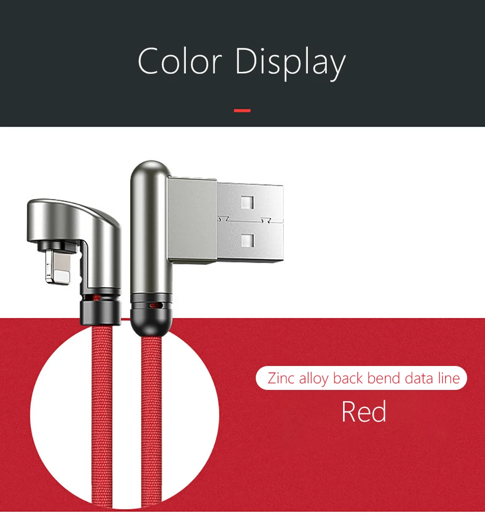 Zinc Alloy Elbow Charger Cable For iphone X XS XR 8 7 6 6s 5 Plus Lighting Charging Phone Data Cables 8 Pin For Apple 1 (1)