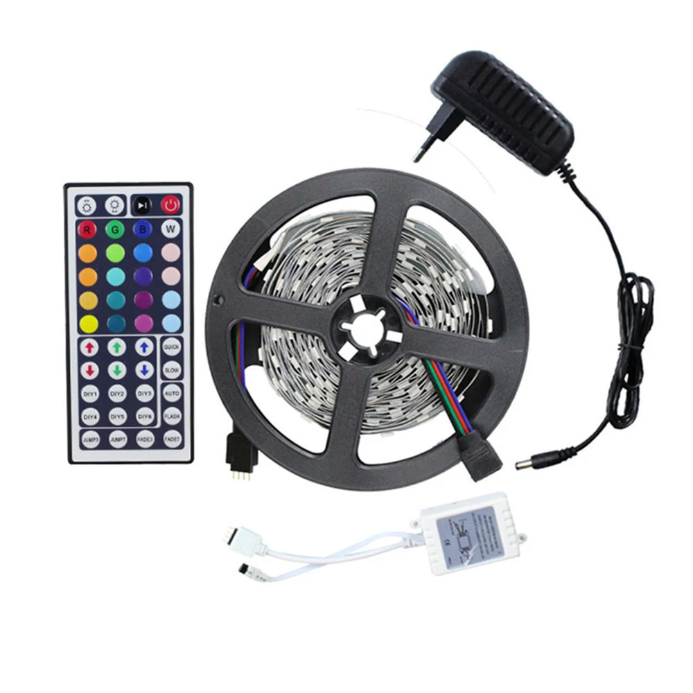 

RGB 5050 LED Flexible Strip Light DC12V 5M 150leds + 44Key IR Remote Controller (only for RGB) +12V 2A Power EU US UK AU Plug